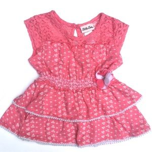 Pink Floral & Lace Feminine Details Girls Top Sz 5 by Little Lass